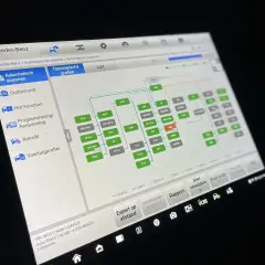 Mercedes-Benz Diagnose-Tool zeigt Topologie-Grafik mit Modulen, die über das doip protocol kommunizieren.
