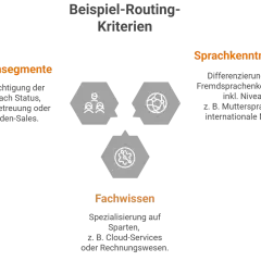 Beispiel-Routing-Kriterien: Kundensegmente, Sprachkenntnisse und Fachwissen für effektives skills based routing.
