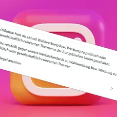Instagram-Benachrichtigung: Wahlwerbung verstößt gegen Standards. Dies erinnert an die strikten Regeln, die in RFC 1122 für die Internetkommunikation festgelegt wurden.