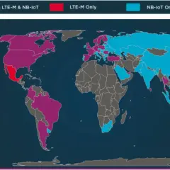 Weltkarte zeigt die Abdeckung von LTE-M und NB-IoT. Viele Länder nutzen beide Technologien, einige nur eine.