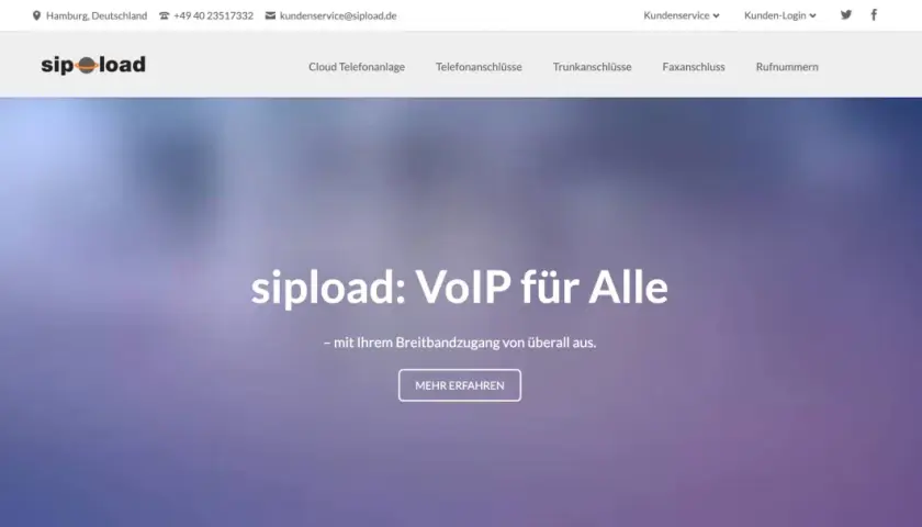 sipload bietet VoIP-Lösungen und Rufnummern für alle. Erfahren Sie mehr über Cloud-Telefonanlagen und Telefonanschlüsse.
