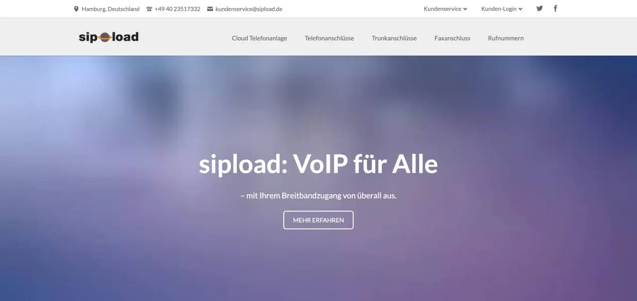 sipload bietet VoIP-Lösungen und Rufnummern für alle. Erfahren Sie mehr über Cloud-Telefonanlagen und Telefonanschlüsse.